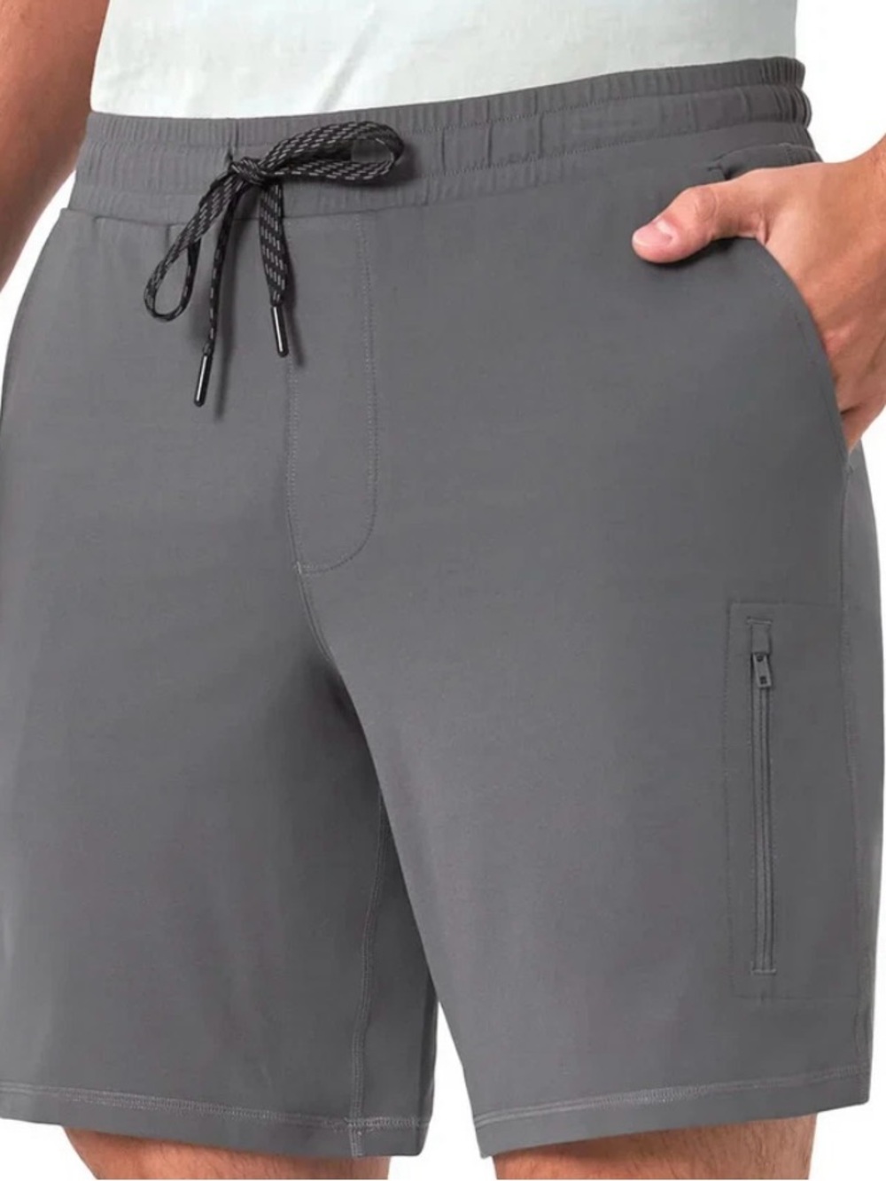 Mondetta Men's Active Shorts, Zip Pockets, Gray, Size XL